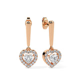 Heart Halo Diamond Drop Earrings (with Screw)