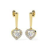 Heart Halo Diamond Drop Earrings (with Screw)