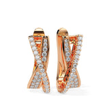 Elegant Crossover Diamond Hoop Earrings