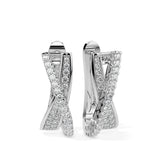Elegant Crossover Diamond Hoop Earrings