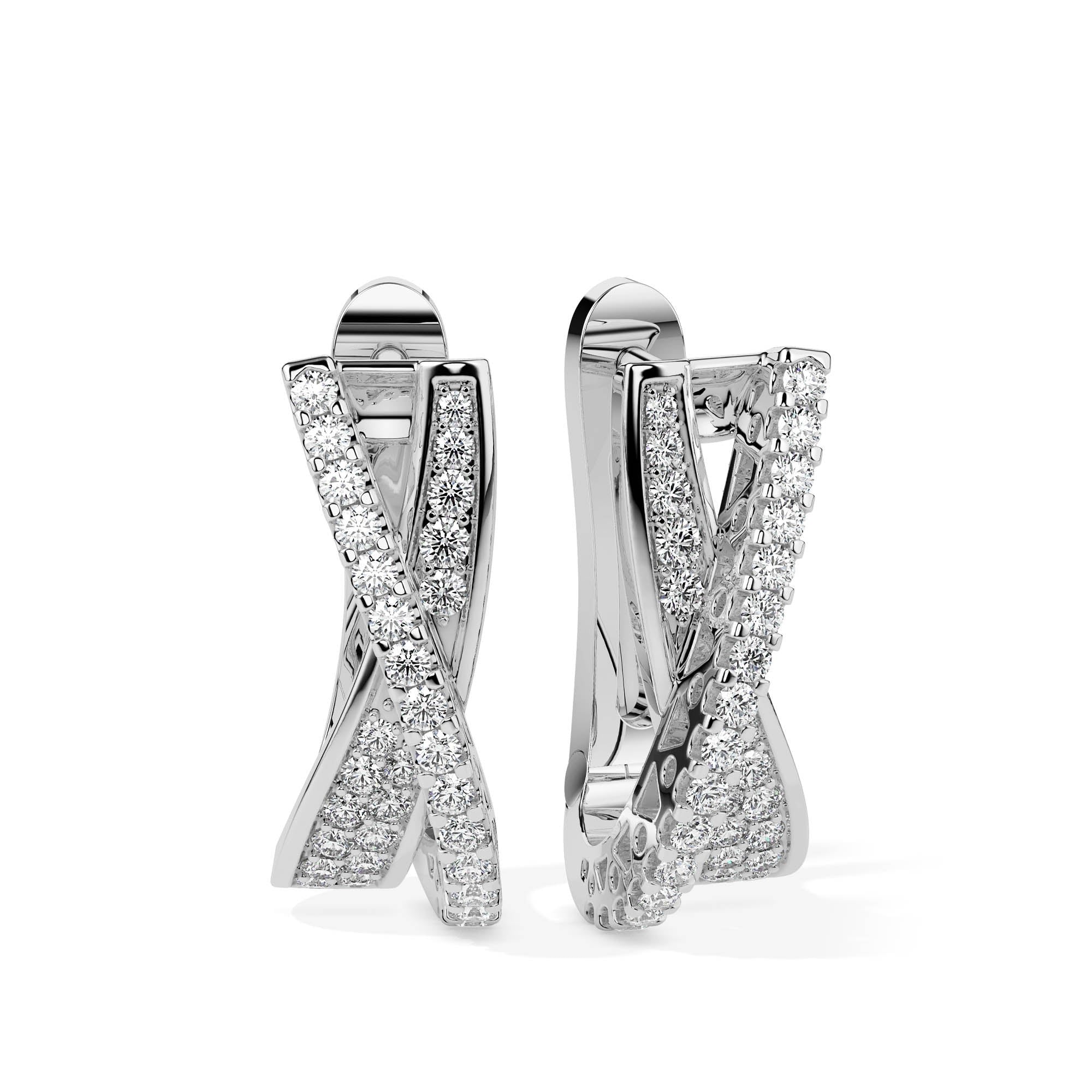 Elegant Crossover Diamond Hoop Earrings (with Screw)