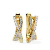 Elegant Crossover Diamond Hoop Earrings