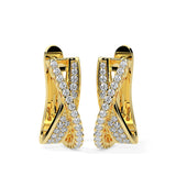 Elegant Crossover Diamond Hoop Earrings