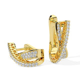 Elegant Crossover Diamond Hoop Earrings