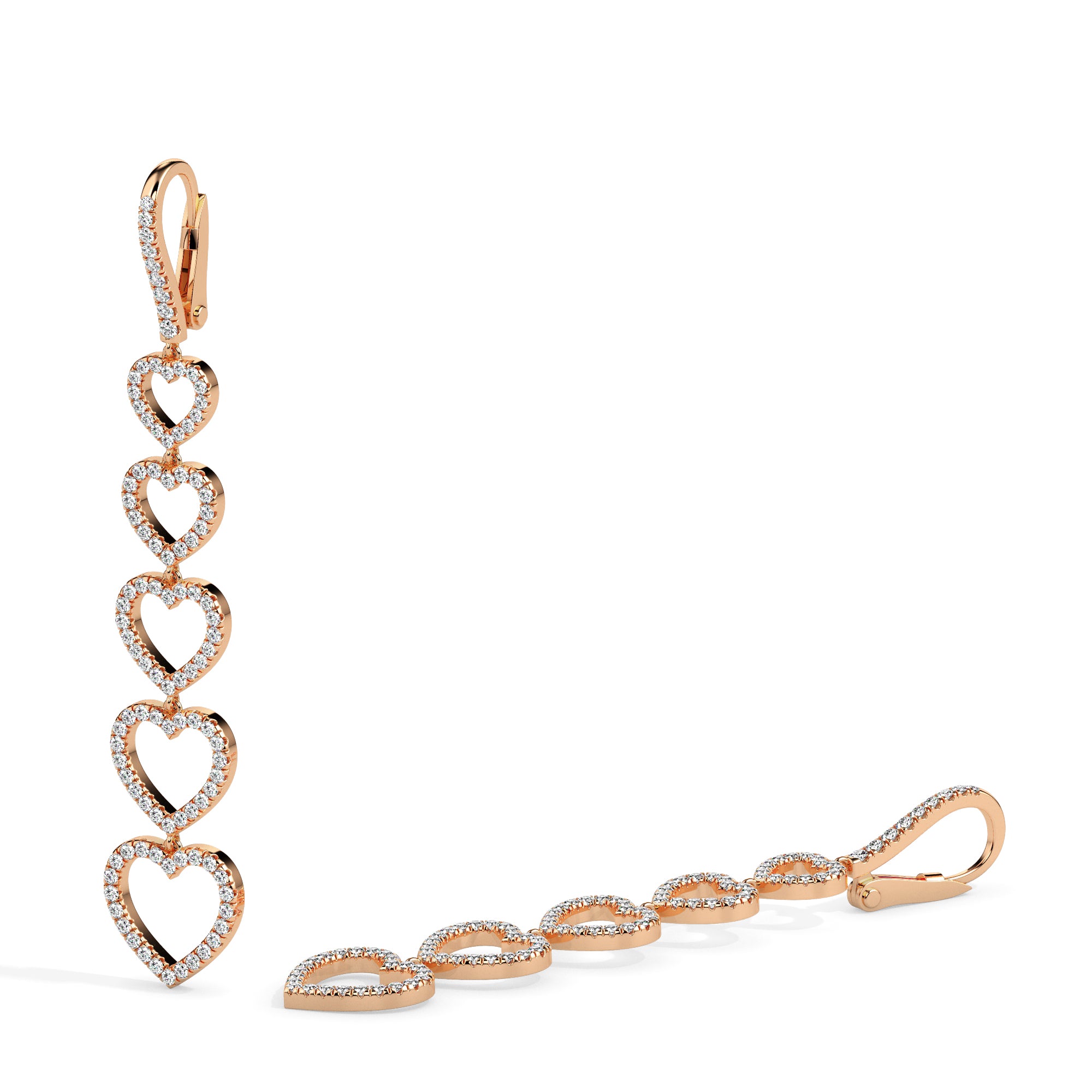 Cascading Heart Drop Earrings