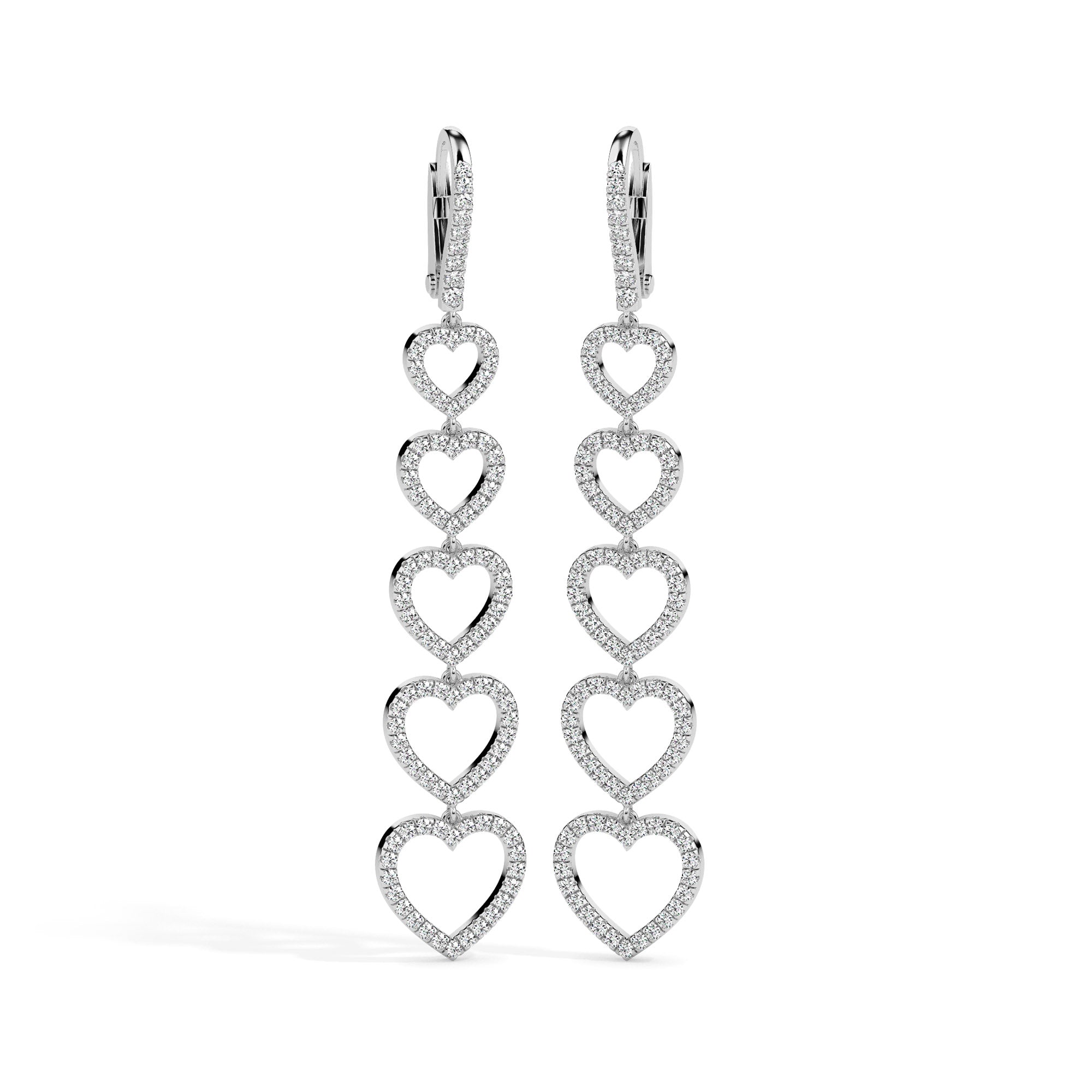 Cascading Heart Drop Earrings