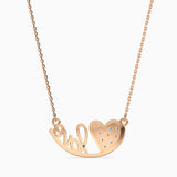 Heart and Love Script Pendant Necklace with Sparkling Accents