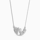 Heart and Love Script Pendant Necklace with Sparkling Accents