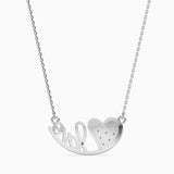 Heart and Love Script Pendant Necklace with Sparkling Accents