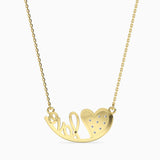 Heart and Love Script Pendant Necklace with Sparkling Accents