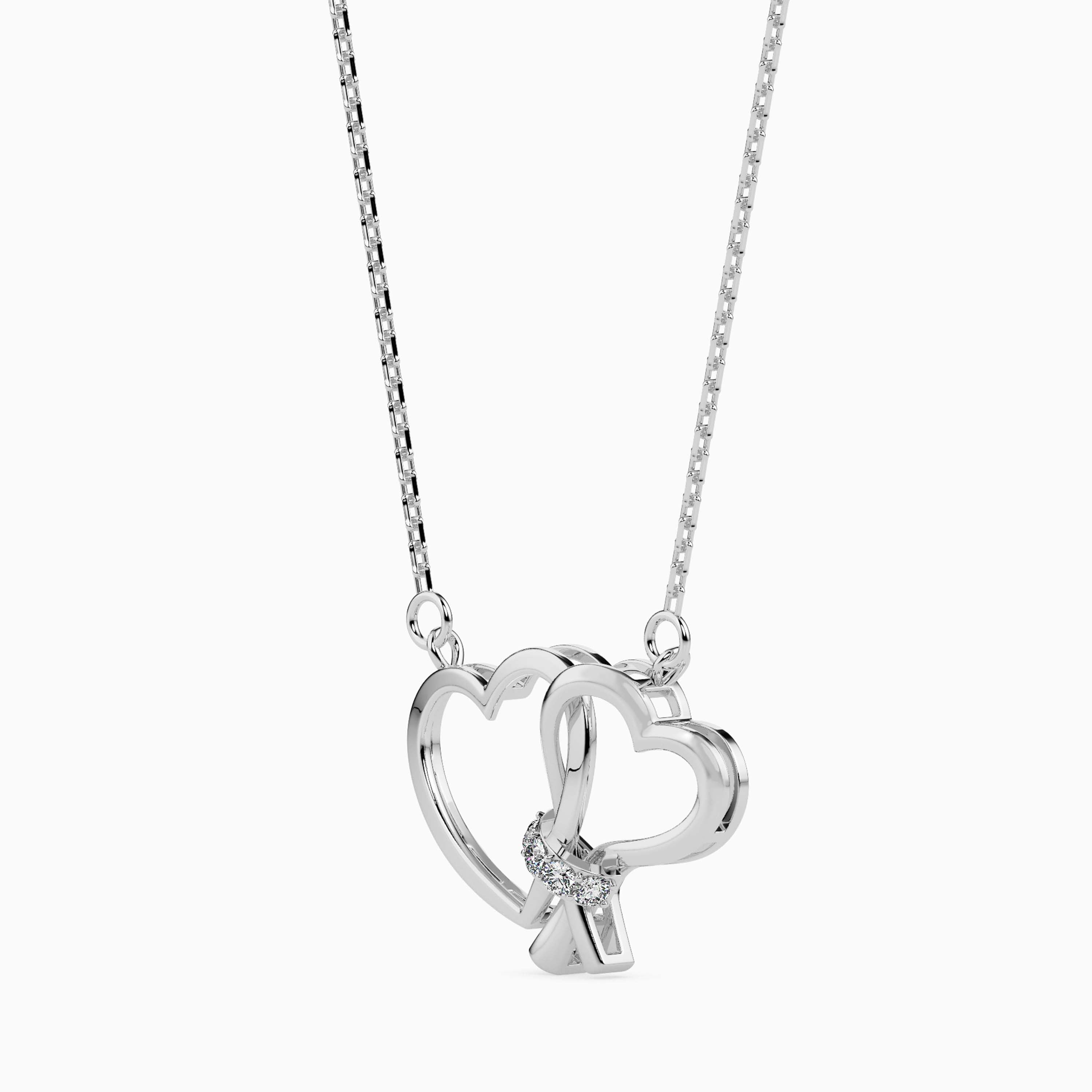 Intertwined Hearts Pendant with Crystal Accent