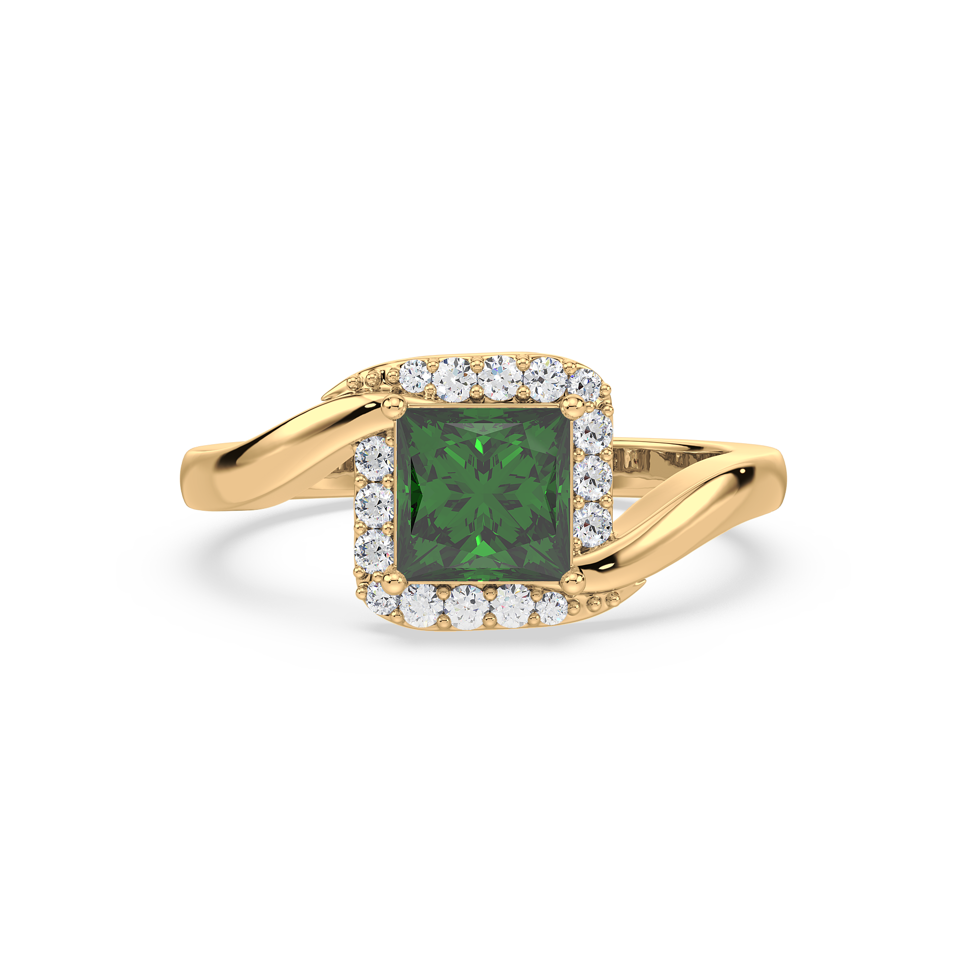 Regal Radiance Square Halo Ring