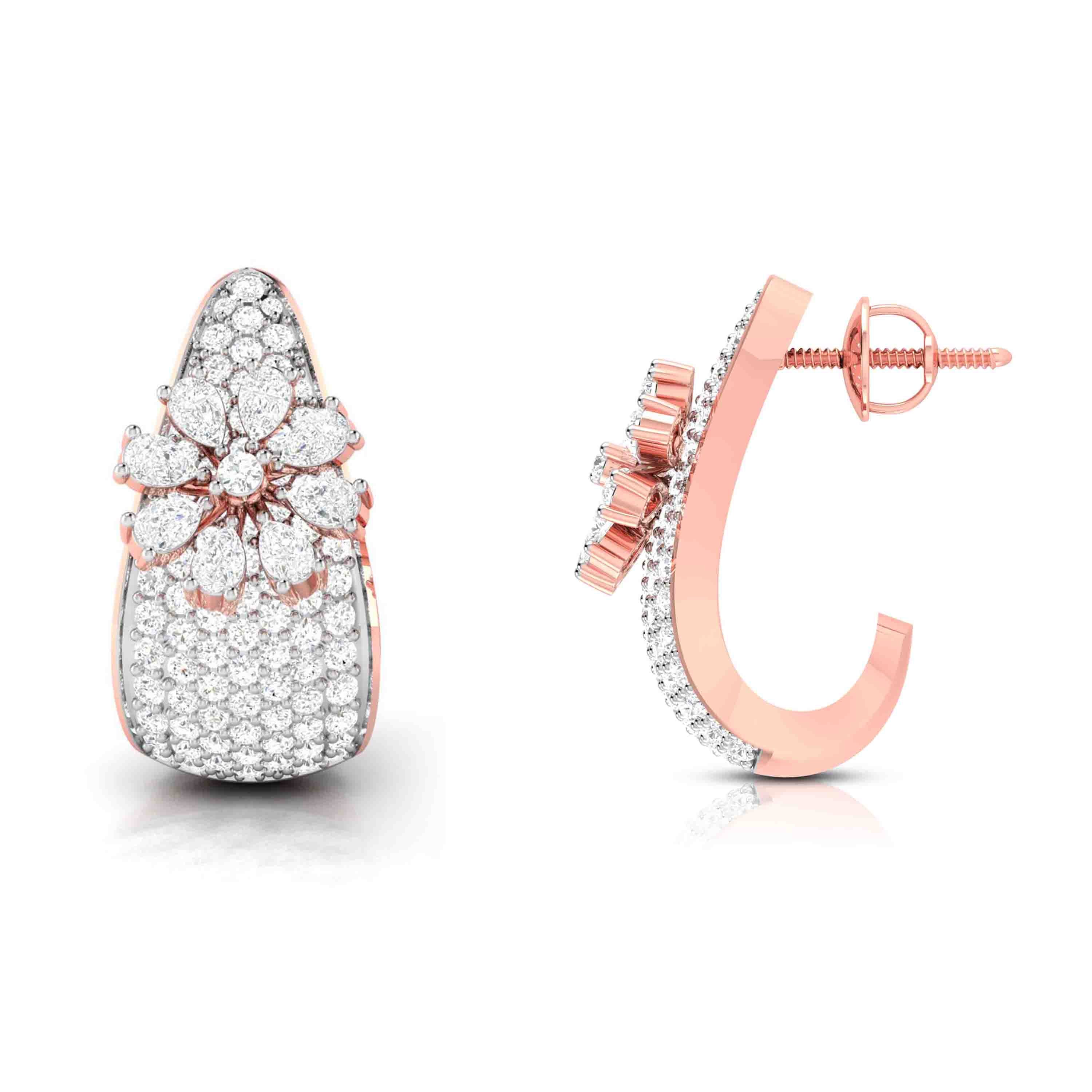 Floral Cluster Pavé Diamond Earrings (with Screw)