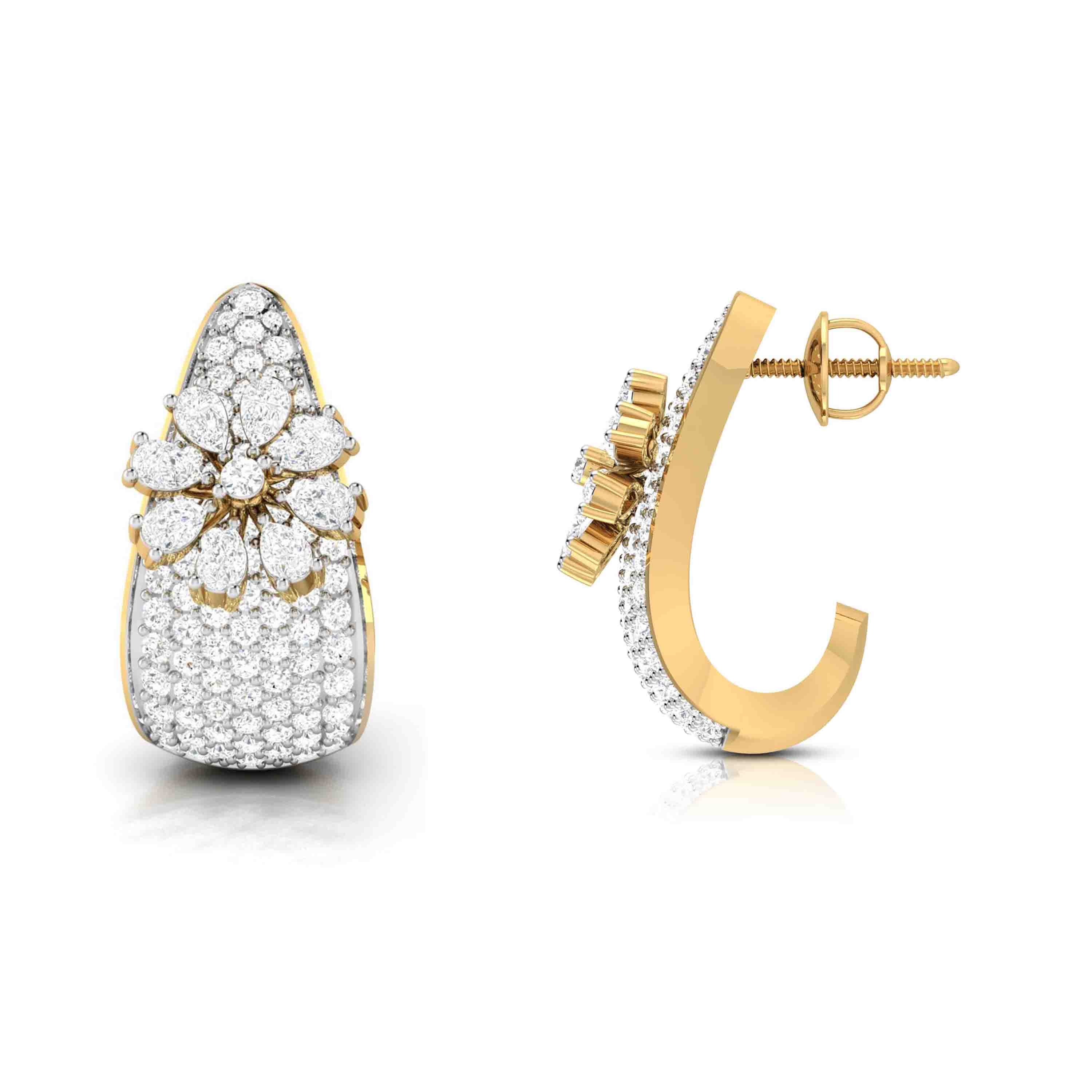 Floral Cluster Pavé Diamond Earrings (with Screw)