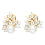 Radiant Pearl Blossom Stud Earrings