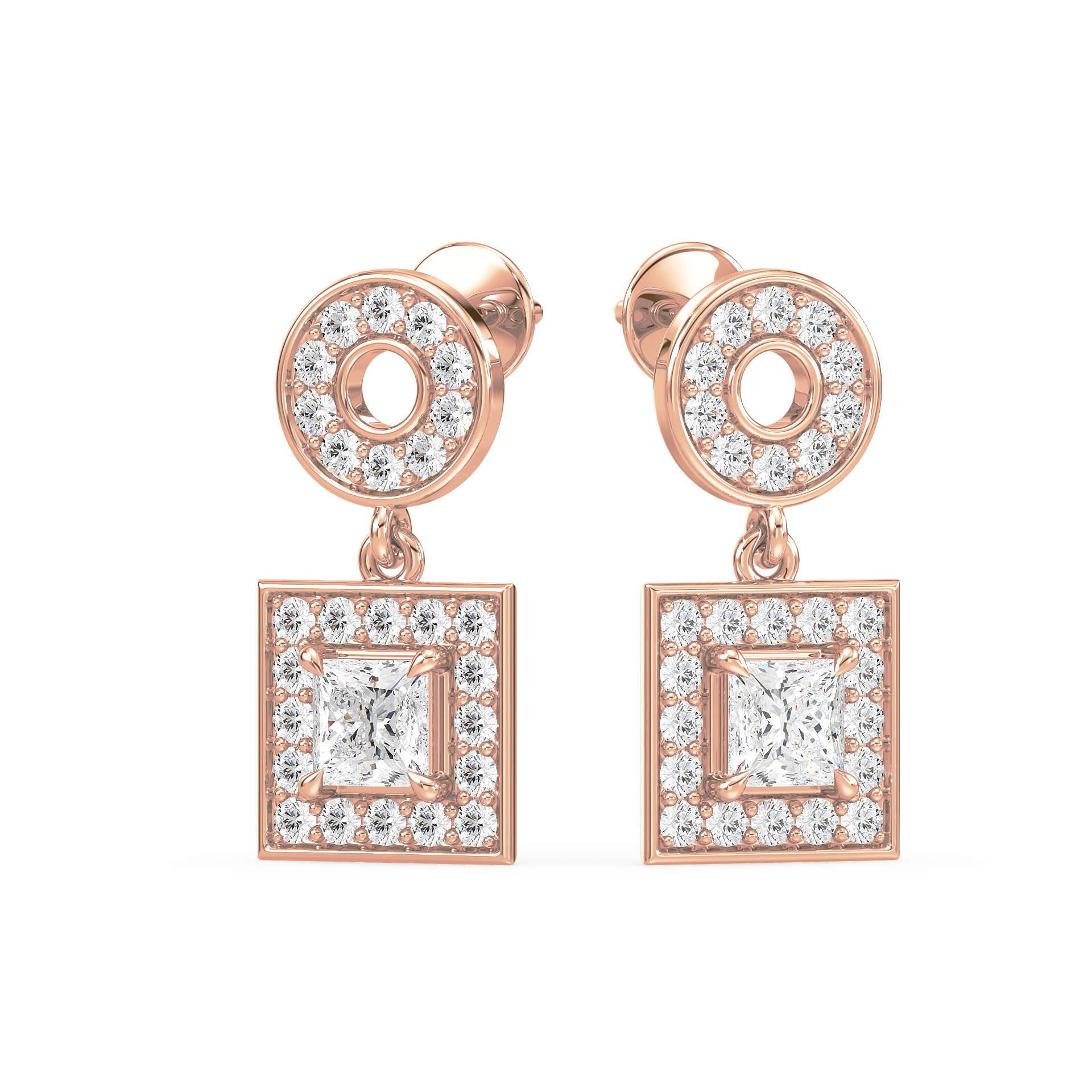 Regal Square Drop Earrings (with Screw)