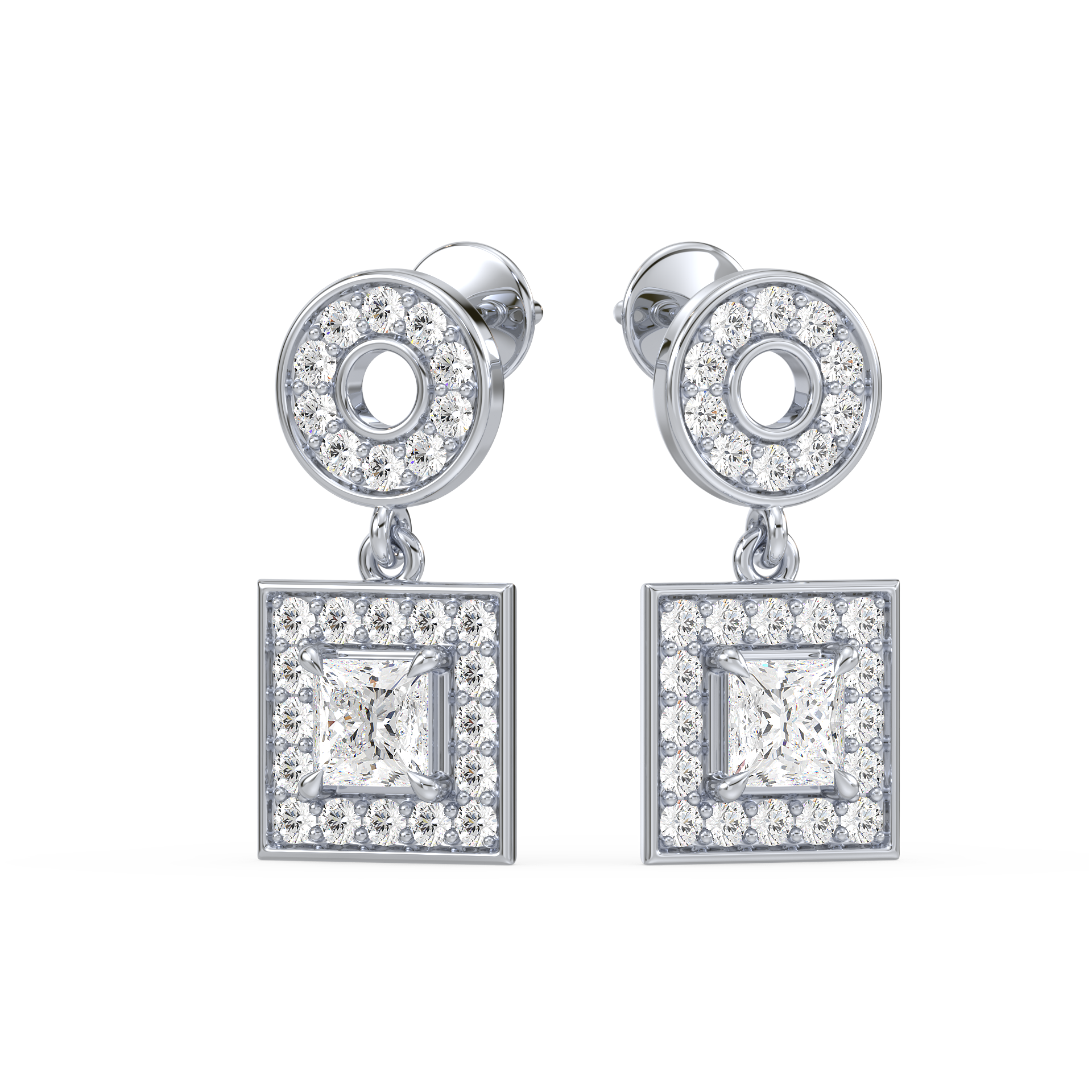 Regal Square Drop Earrings (with Screw)