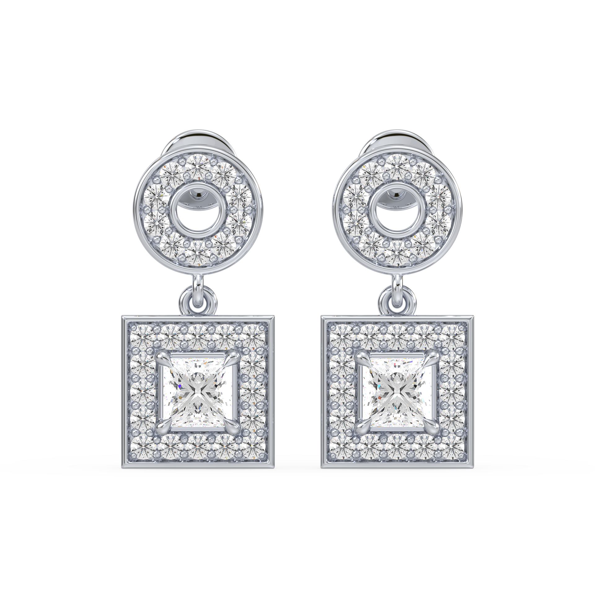 Regal Square Drop Earrings (with Screw)