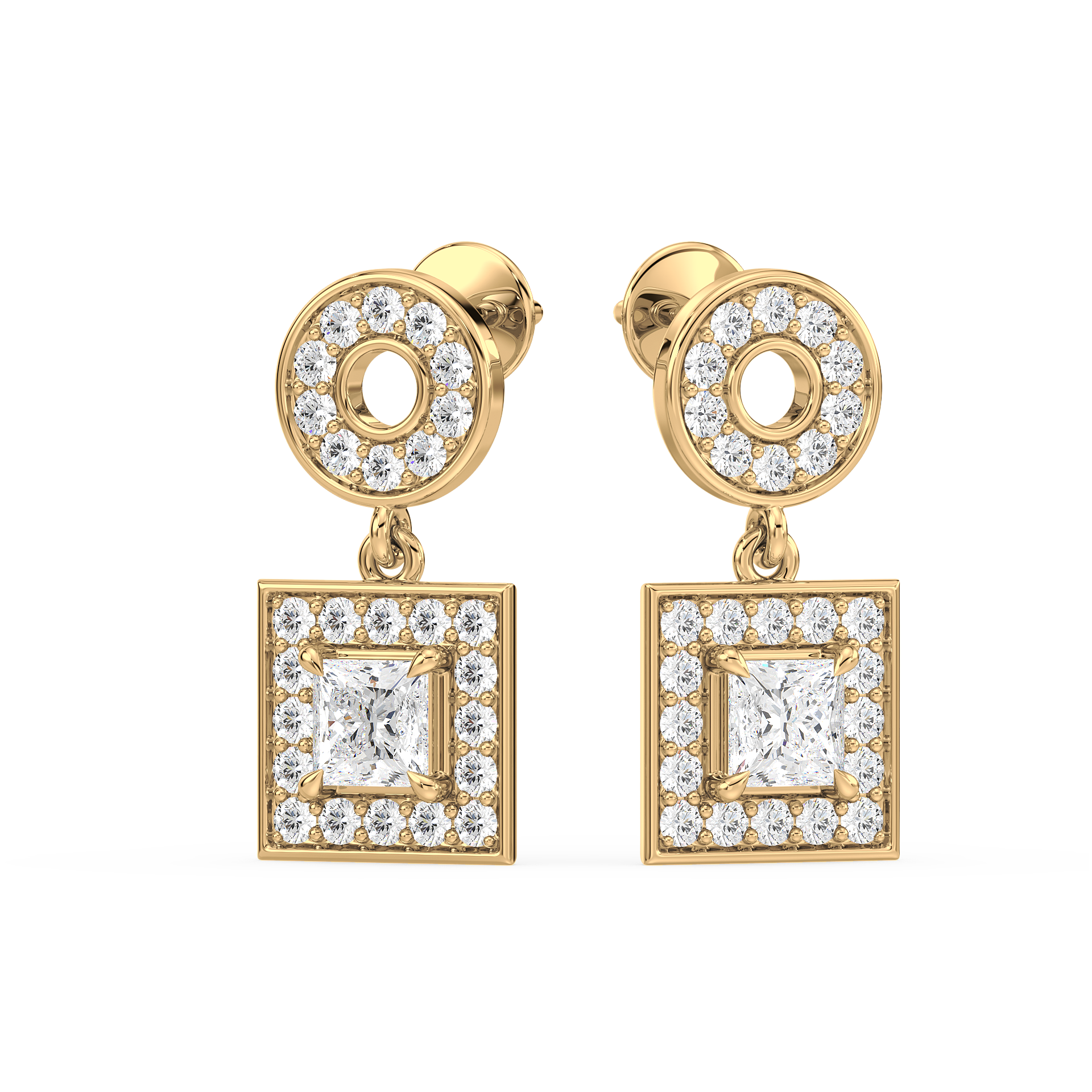 Regal Square Drop Earrings (with Screw)