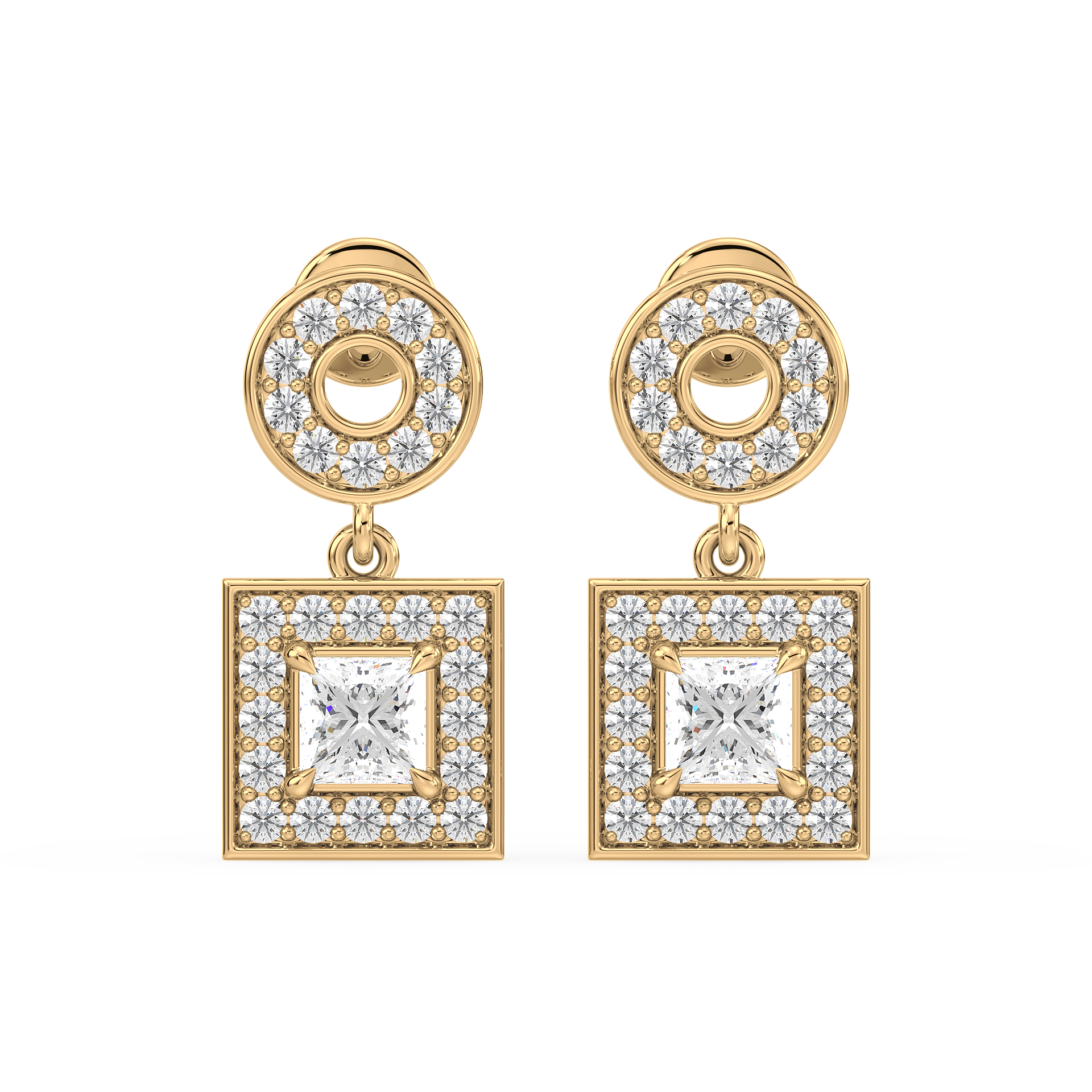 Regal Square Drop Earrings (with Screw)