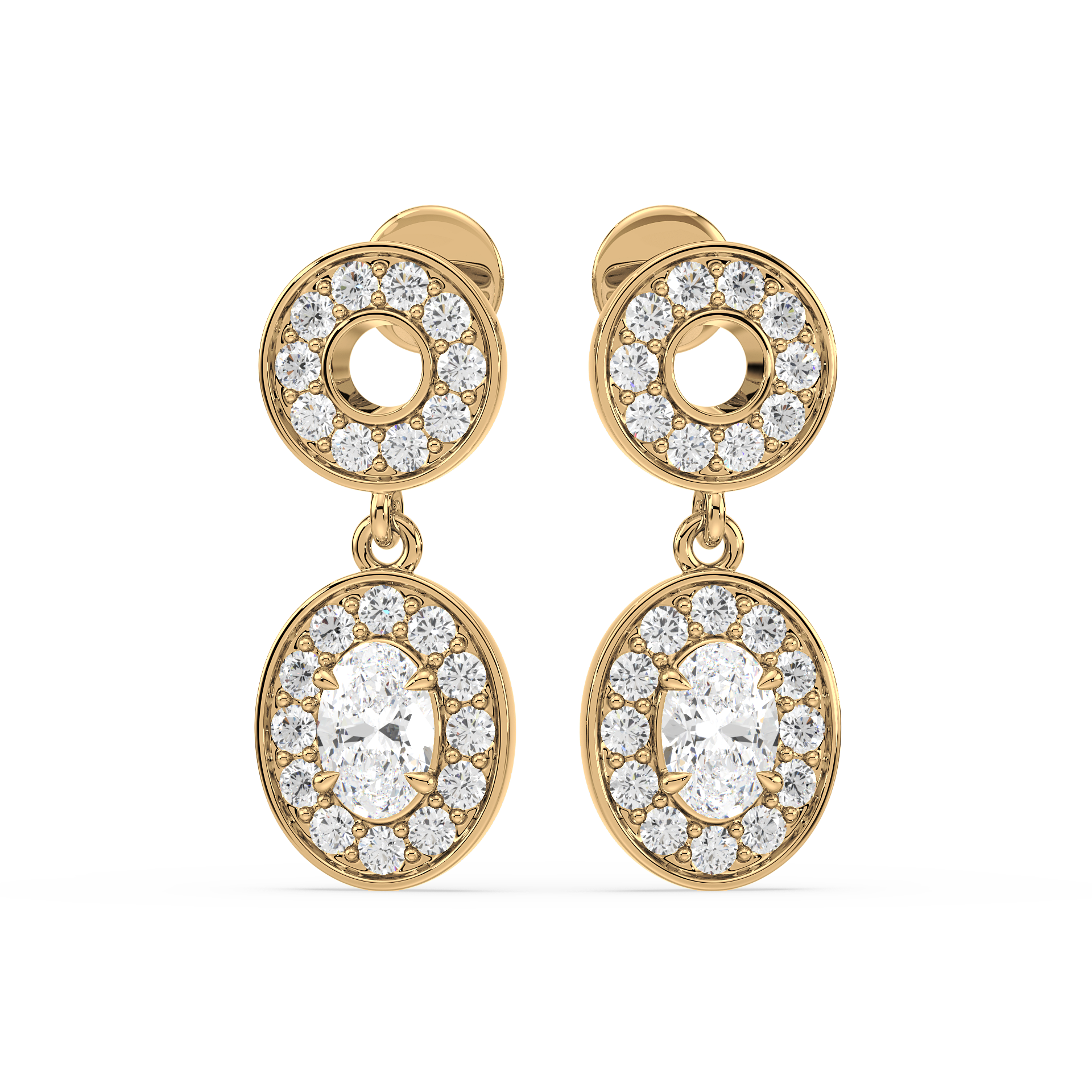 Oval Elegance Dangling Earrings (with Screw)