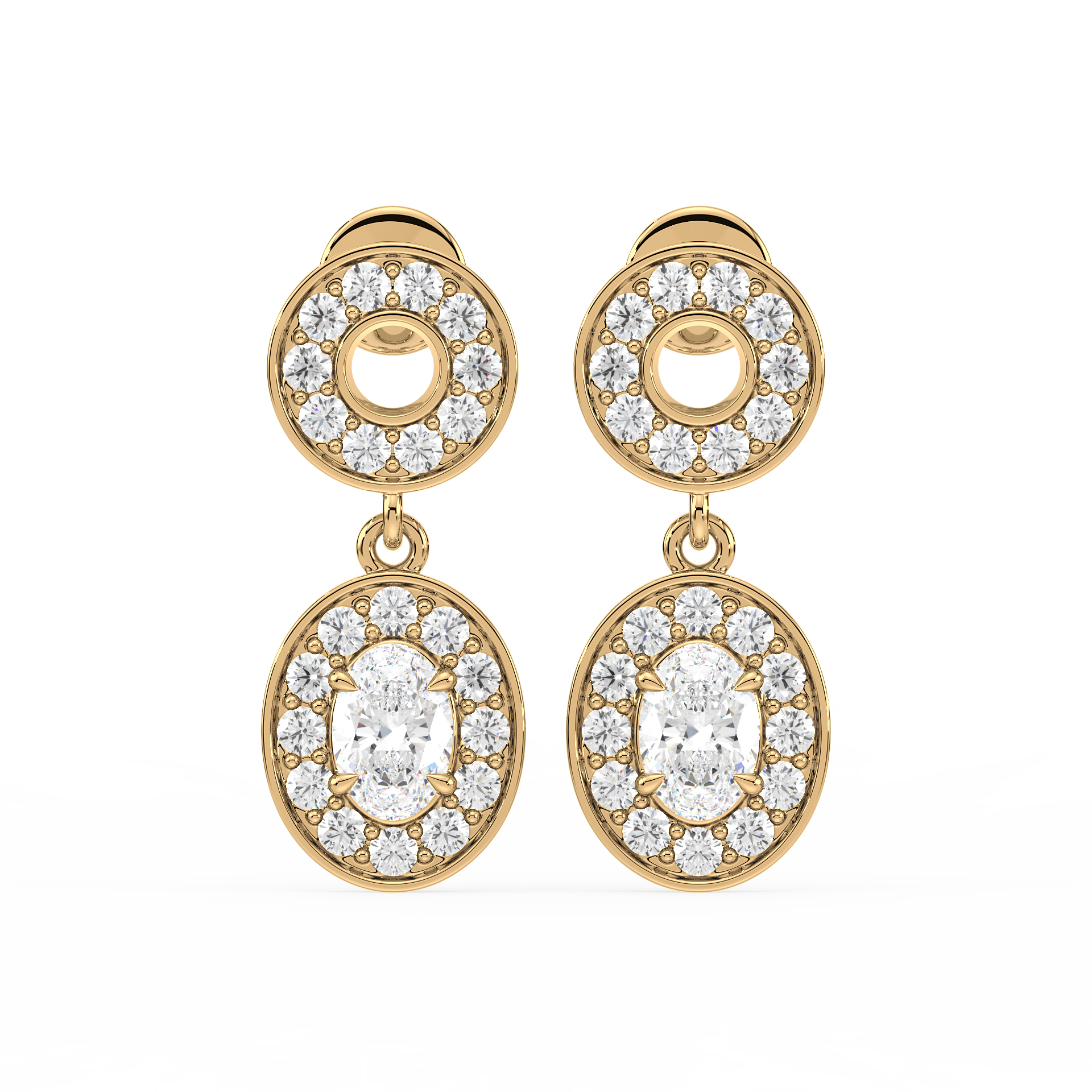 Oval Elegance Dangling Earrings (with Screw)