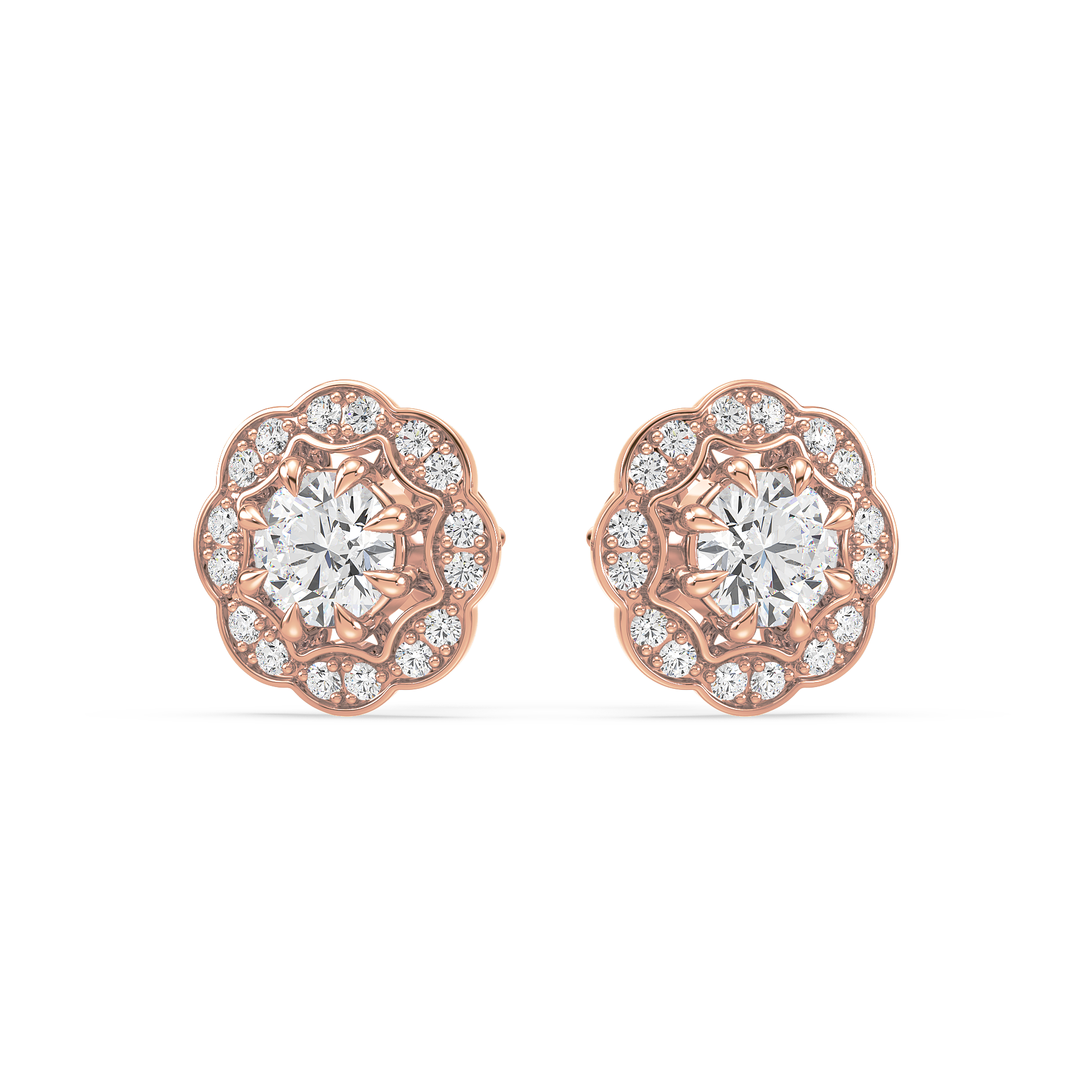 Scalloped Sparkle Studs (with Screw)