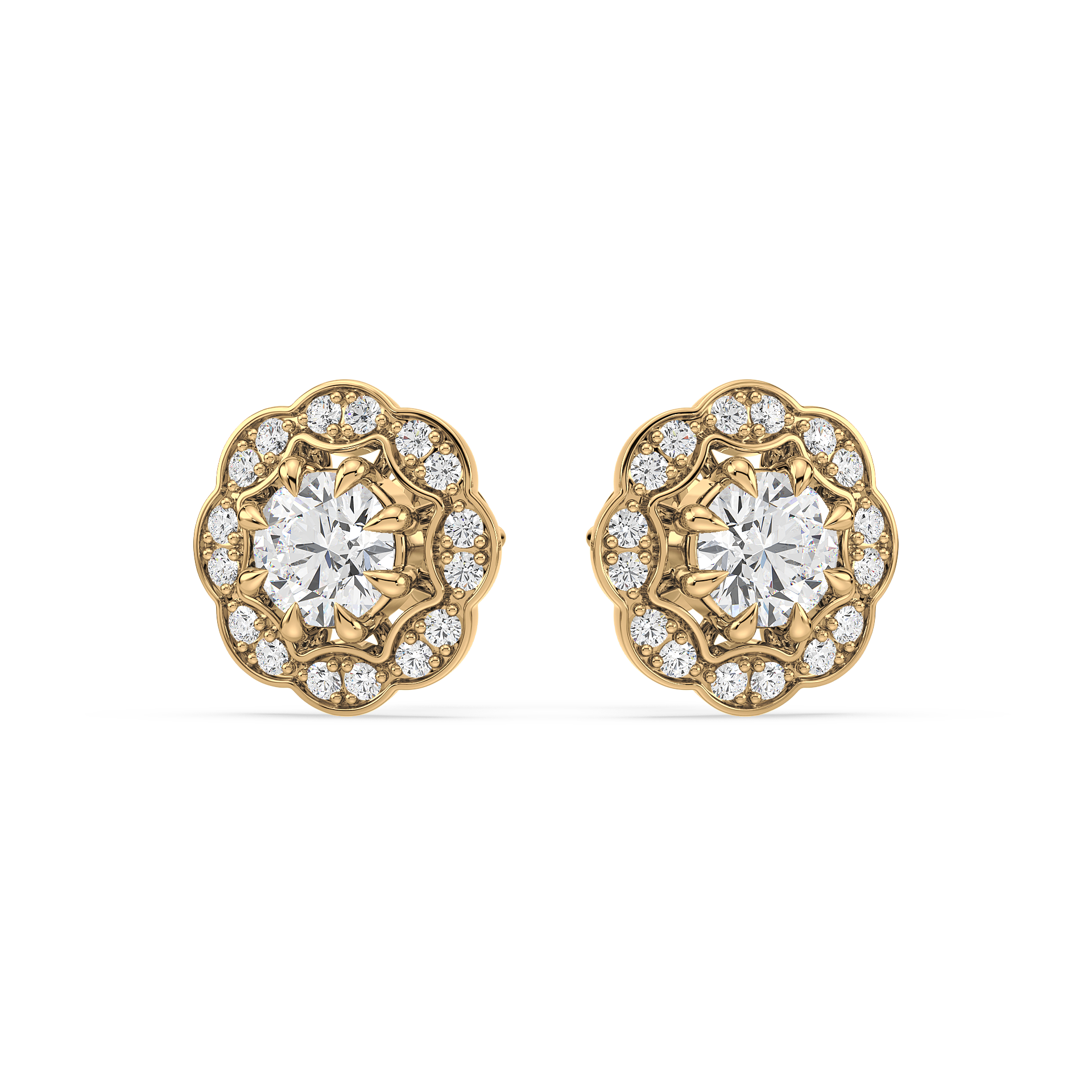 Scalloped Sparkle Studs (with Screw)