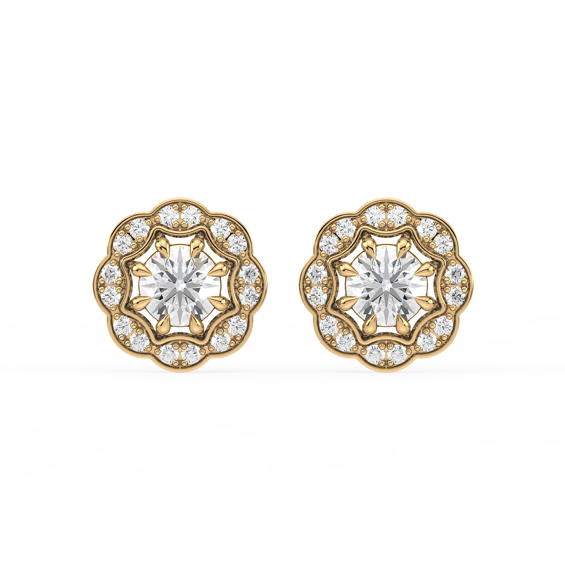 Scalloped Sparkle Studs (with Screw)