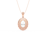 Oval Halo Sparkling Pendant Necklace