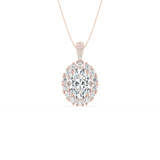 Oval Halo Sparkling Pendant Necklace