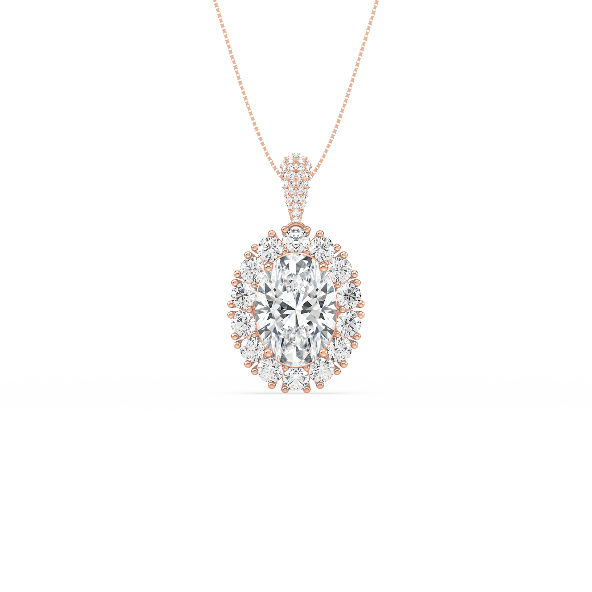 Oval Halo Sparkling Pendant Necklace