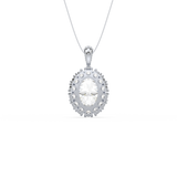 Oval Halo Sparkling Pendant Necklace