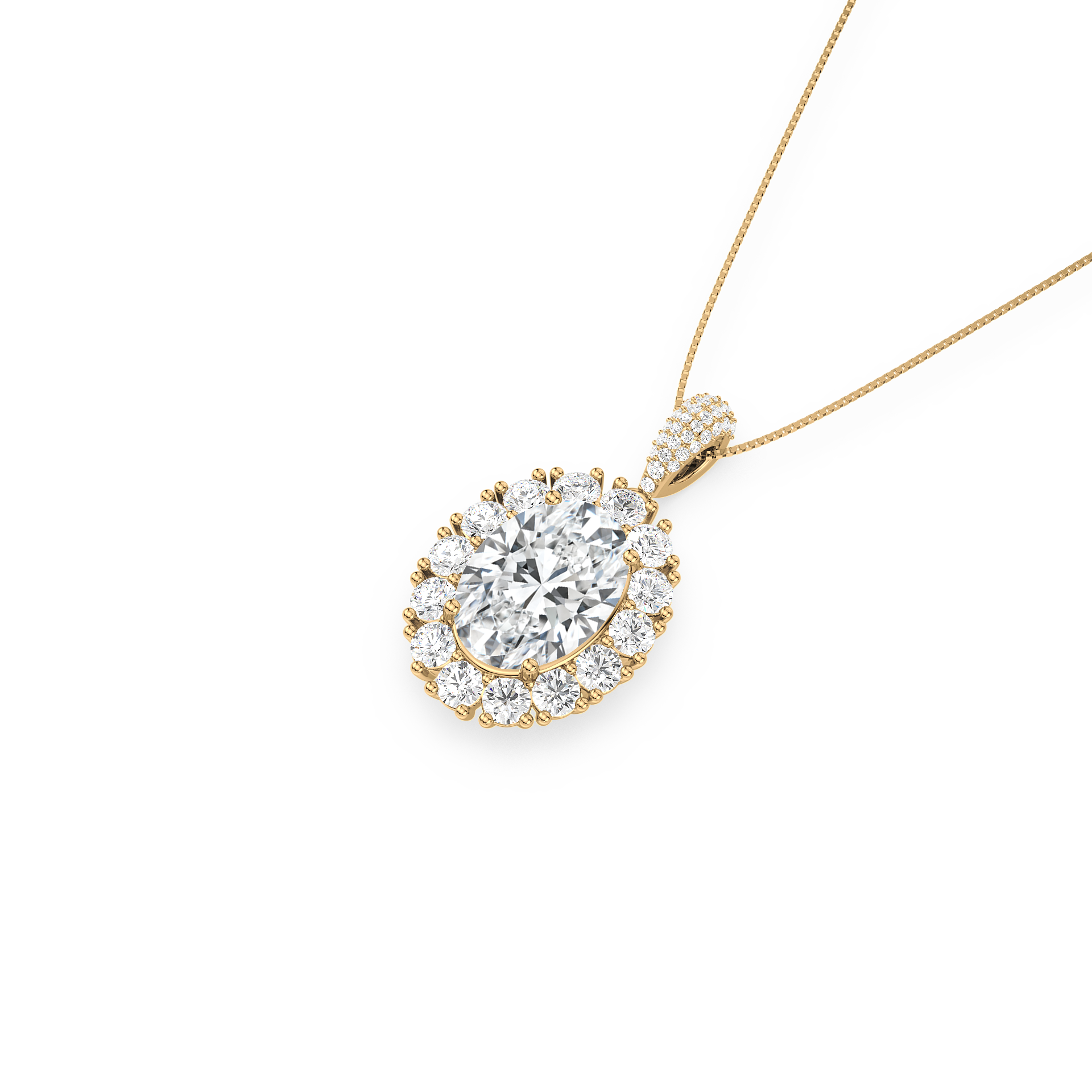 Oval Halo Sparkling Pendant Necklace