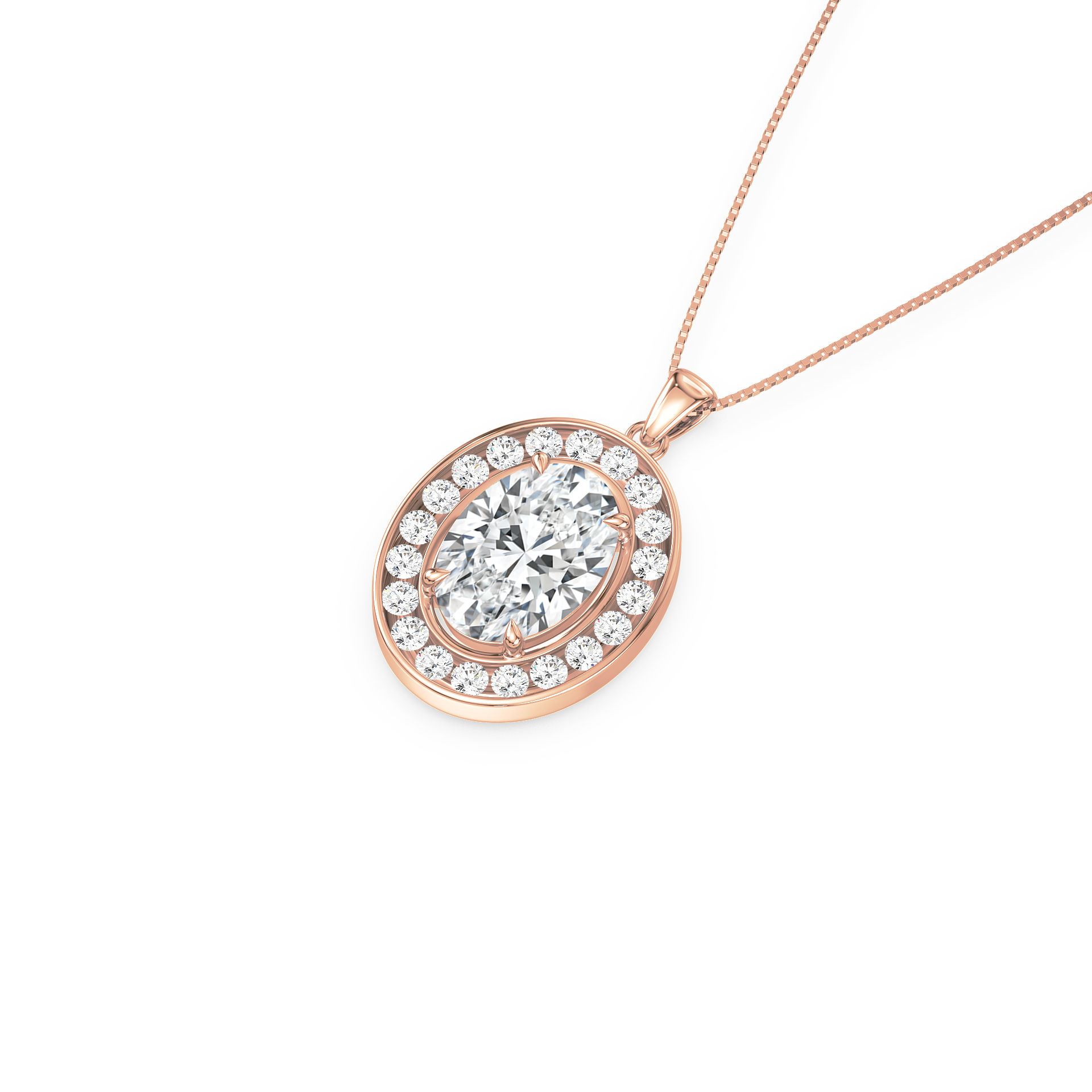 Radiant Oval Halo Pendant