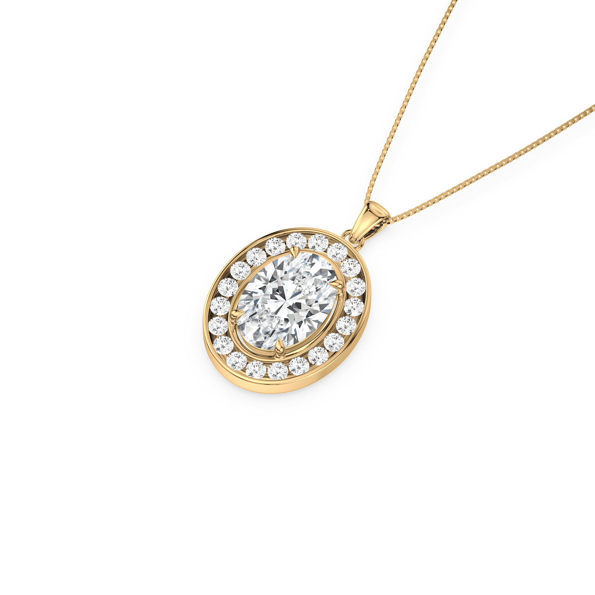 Radiant Oval Halo Pendant