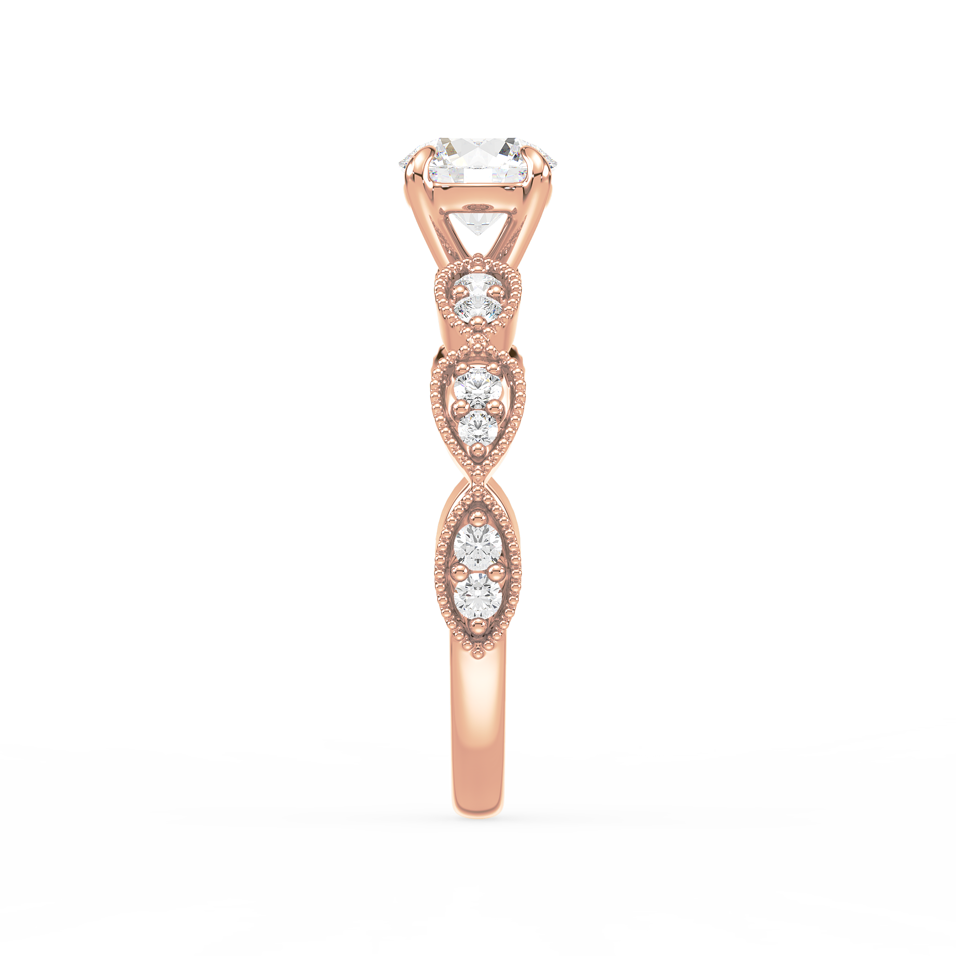 Vintage-Inspired Solitaire Ring with Marquise Accents