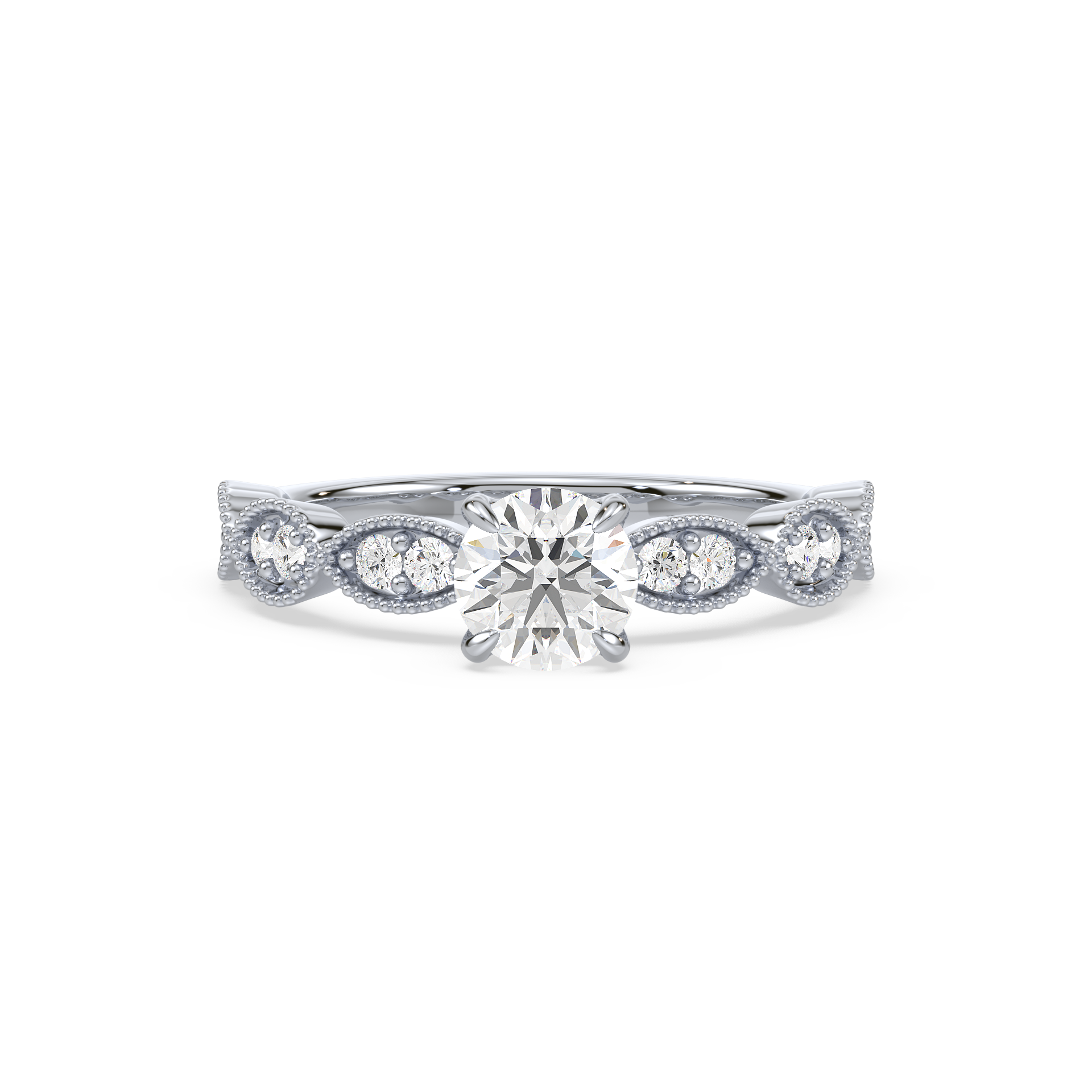 Vintage-Inspired Solitaire Ring with Marquise Accents