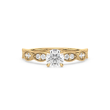 Vintage-Inspired Solitaire Ring with Marquise Accents