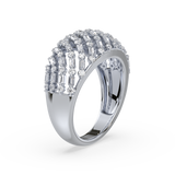 Multi-Row Baguette and Round Diamond Ring