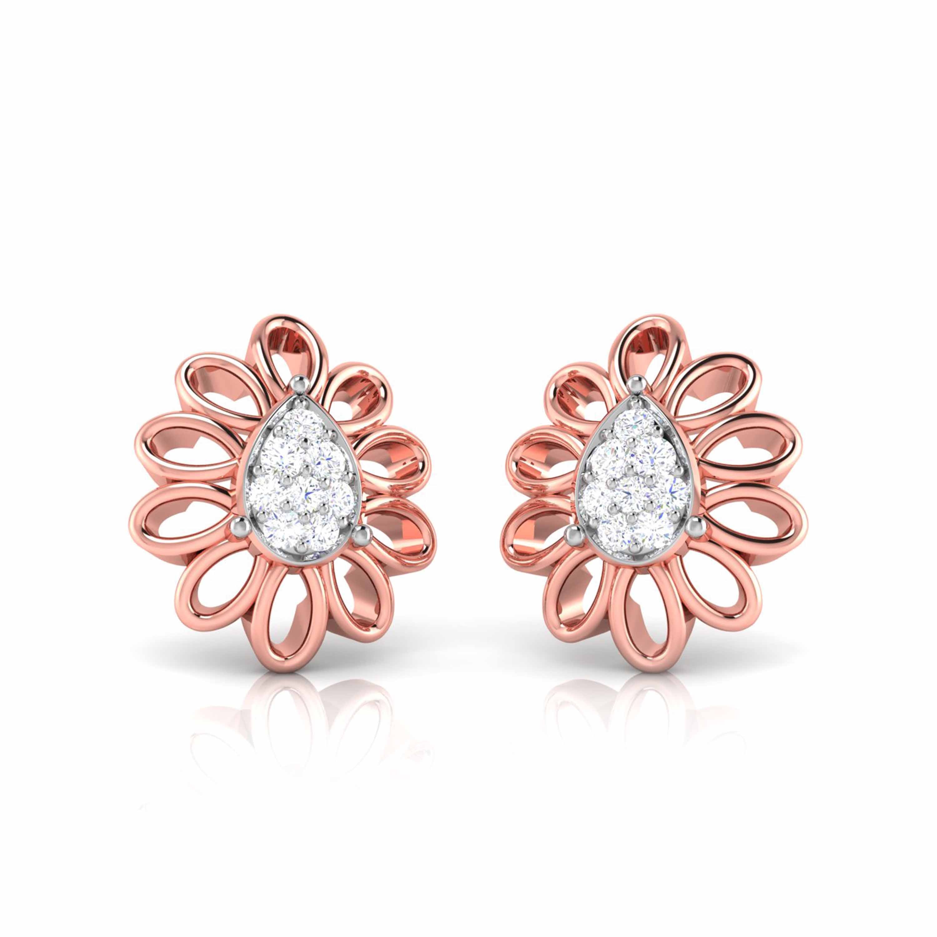 Floral Sparkle Stud Earrings (with Screw)