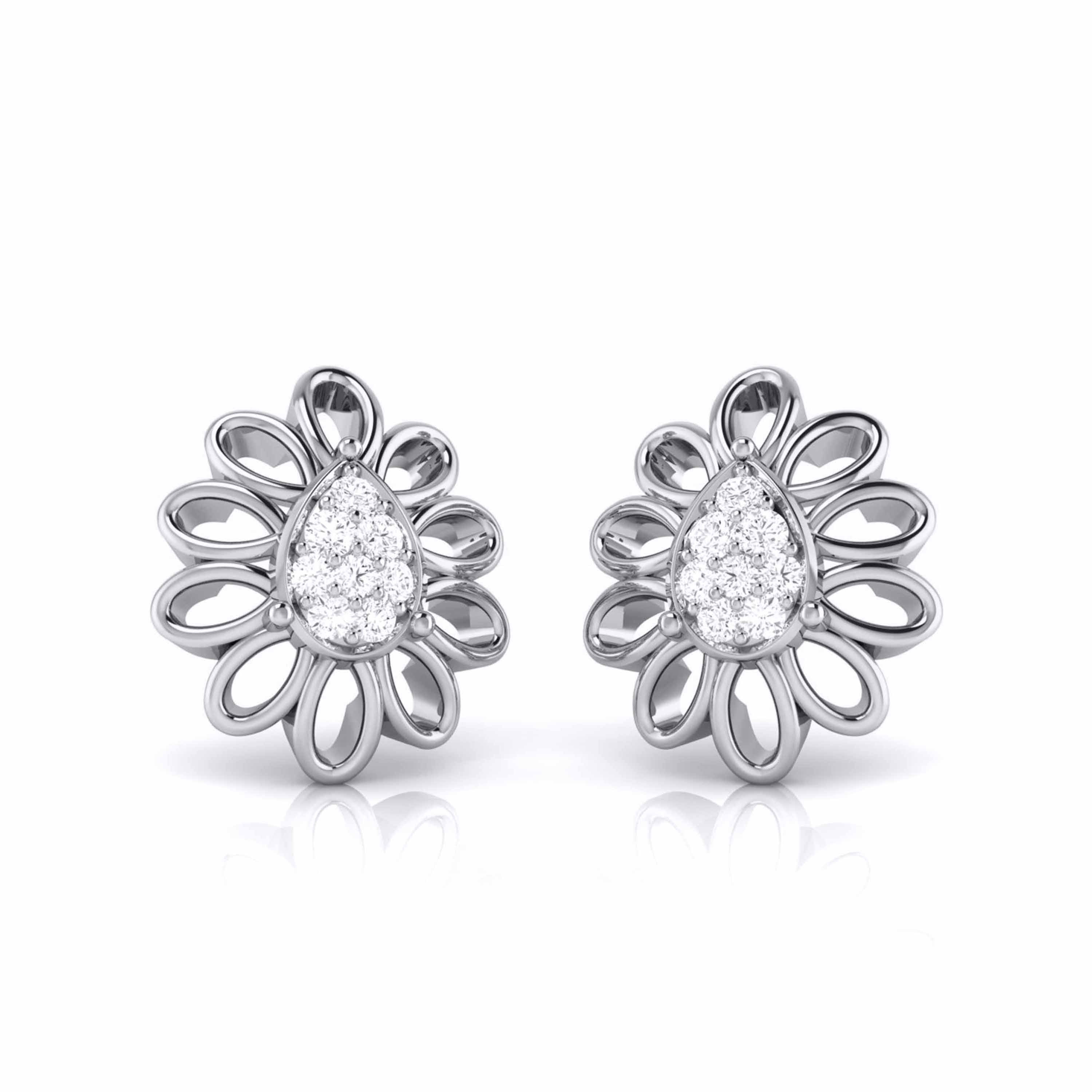 Floral Sparkle Stud Earrings (with Screw)