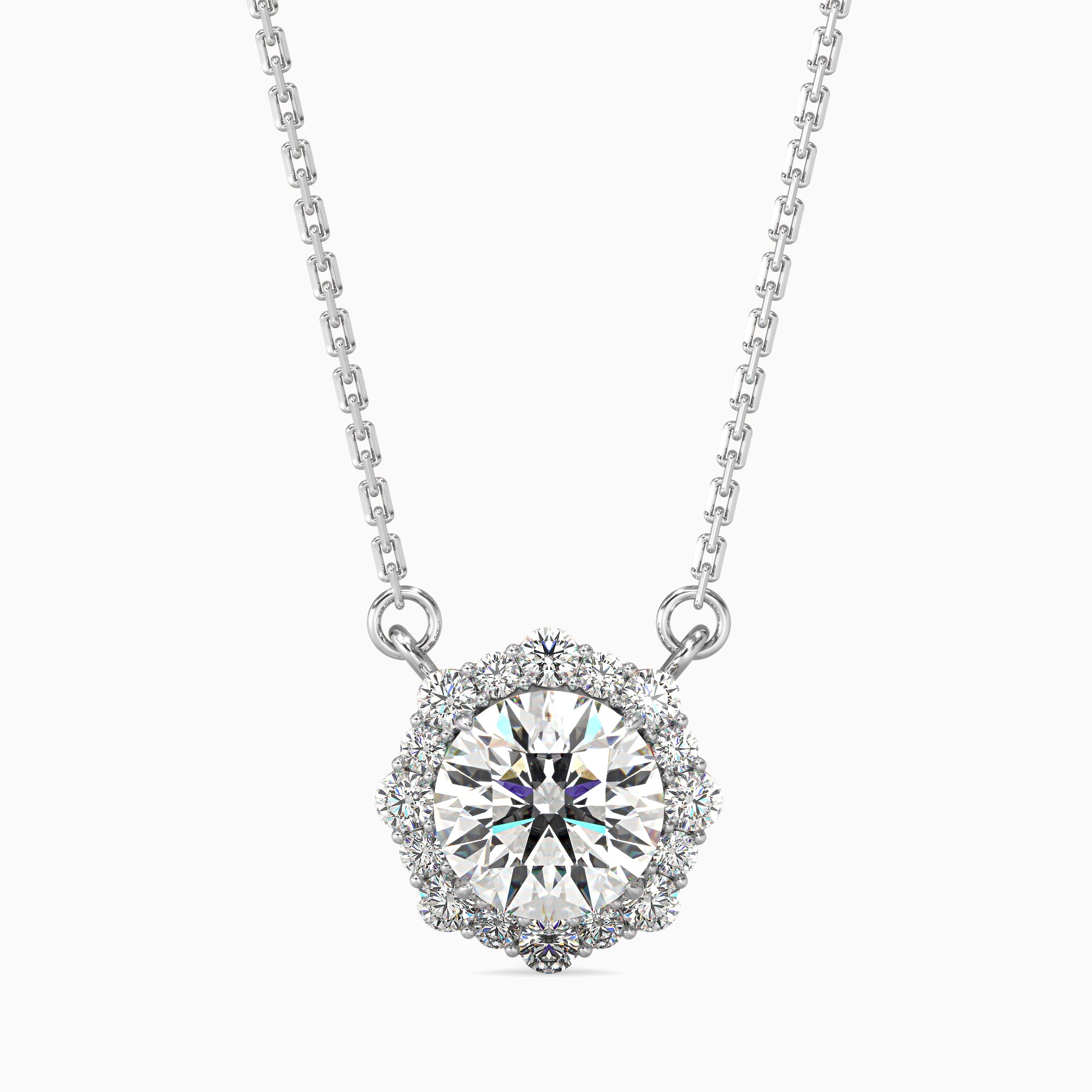 Brilliant Round Solitaire Pendant with a Halo