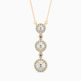 Triple Halo Circle Drop Pendant with Sparkling Diamonds