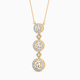 Triple Halo Circle Drop Pendant with Sparkling Diamonds