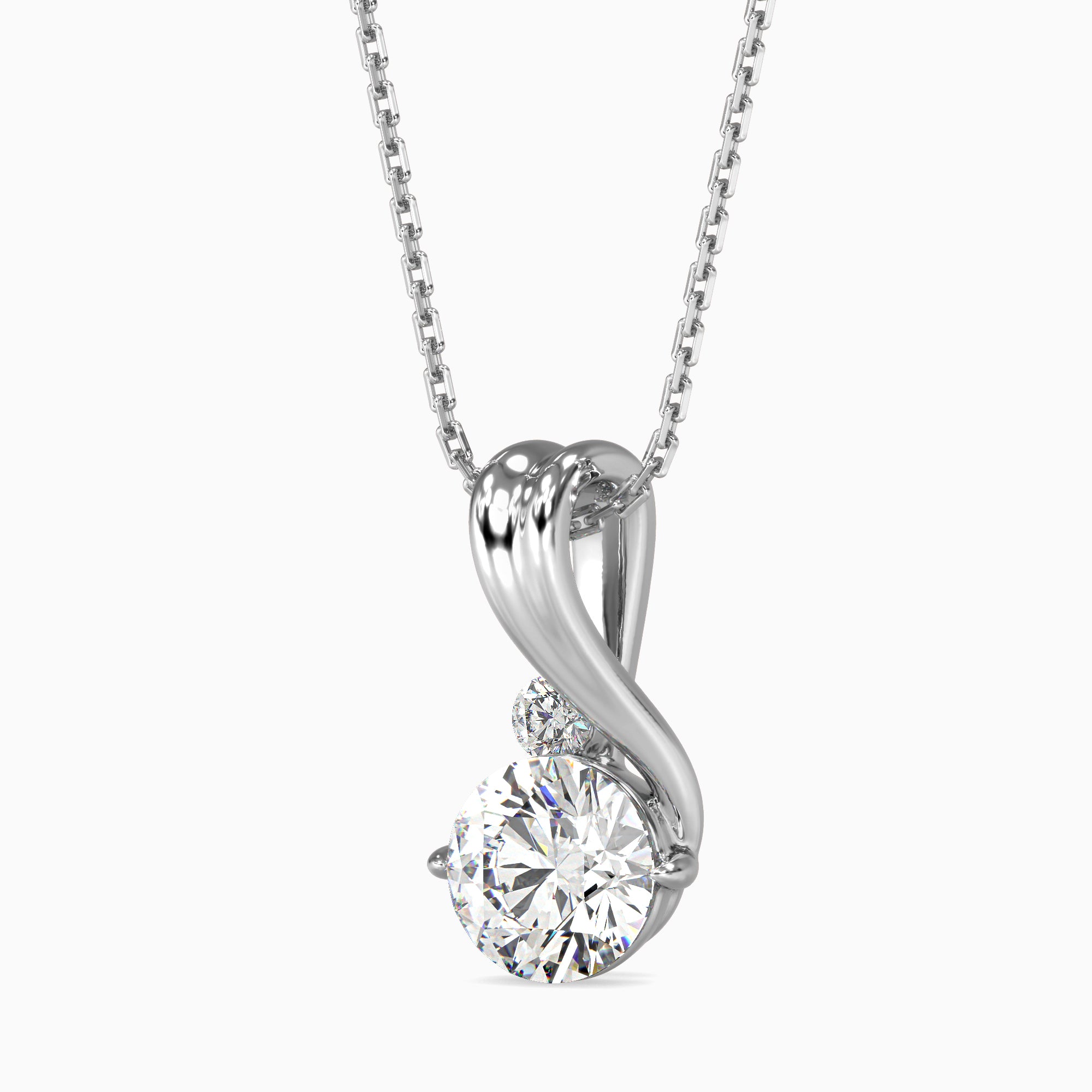 Swirl Heart Pendant with Double Diamond Accent