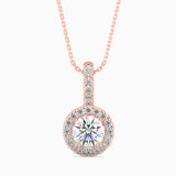 Round Halo Drop Pendant with Pave Crystals