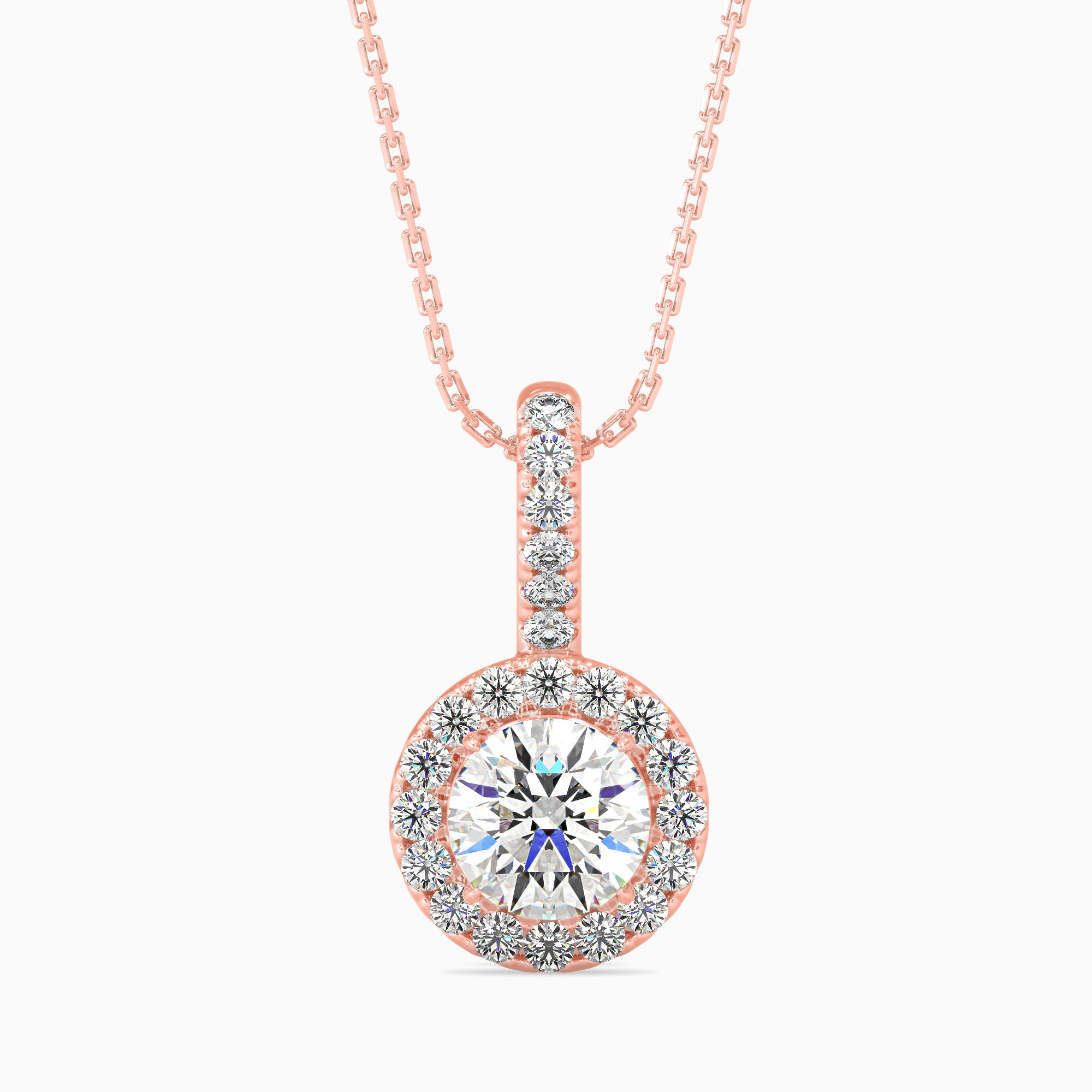 Round Halo Drop Pendant with Pave Crystals