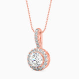 Round Halo Drop Pendant with Pave Crystals