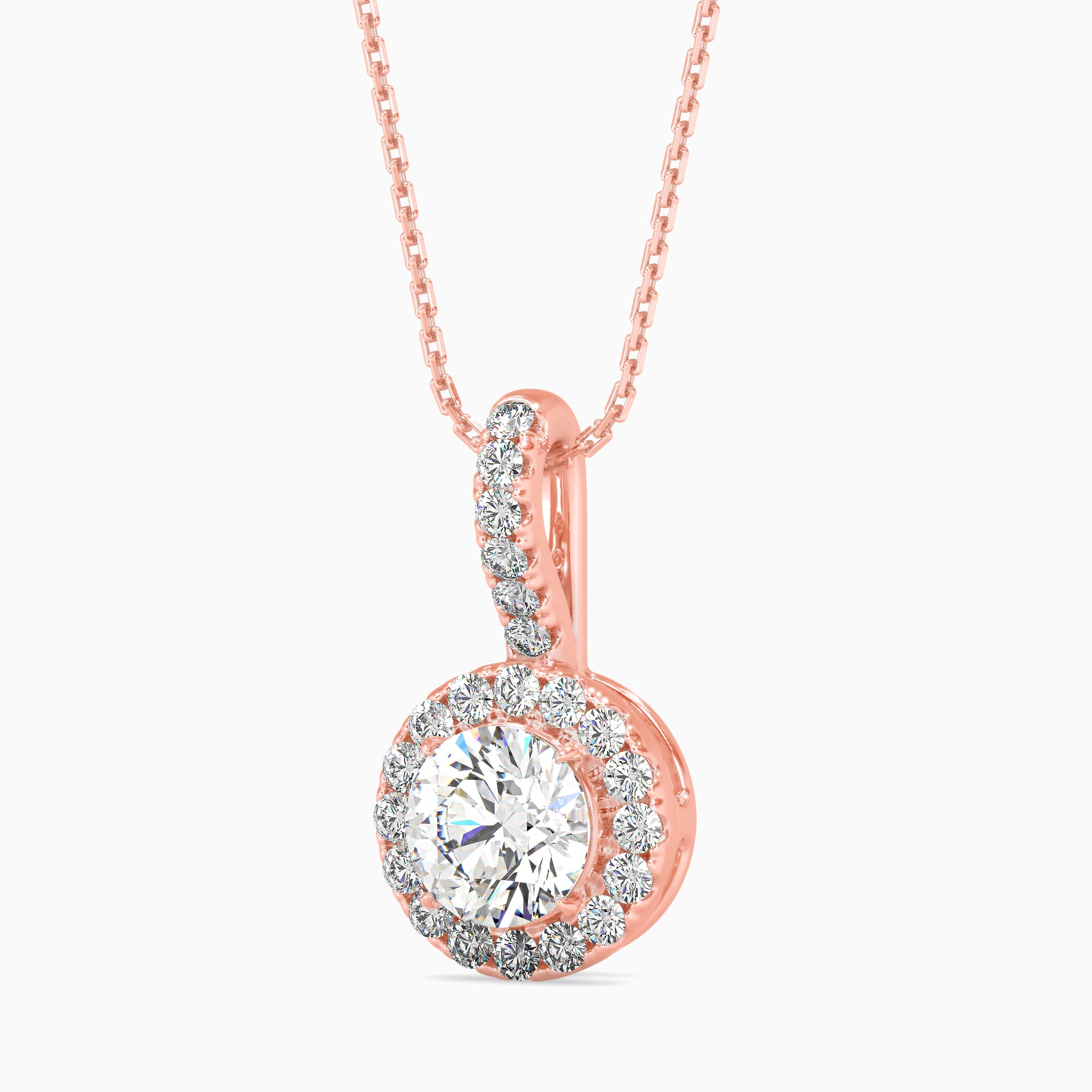 Round Halo Drop Pendant with Pave Crystals